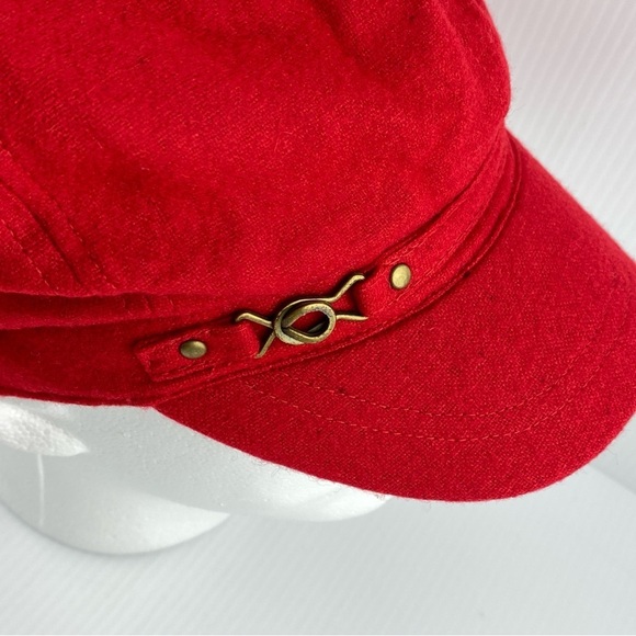 Red Bakerboy Cap Newsboy Hat Elastic Adjustment - Picture 3 of 7
